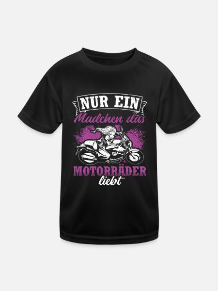 Nur ein Mädchen das Motorräder liebt - Bikerin Fra - Kinder Funktions-T-Shirt - Schwarz - Vorne