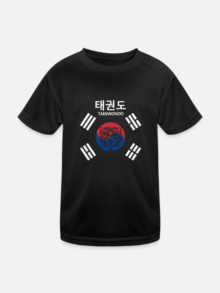 Tae Kwon Do Tiger Korea Lustig Taekwondo Korea - Kinder Funktions-T-Shirt - Schwarz - Vorne