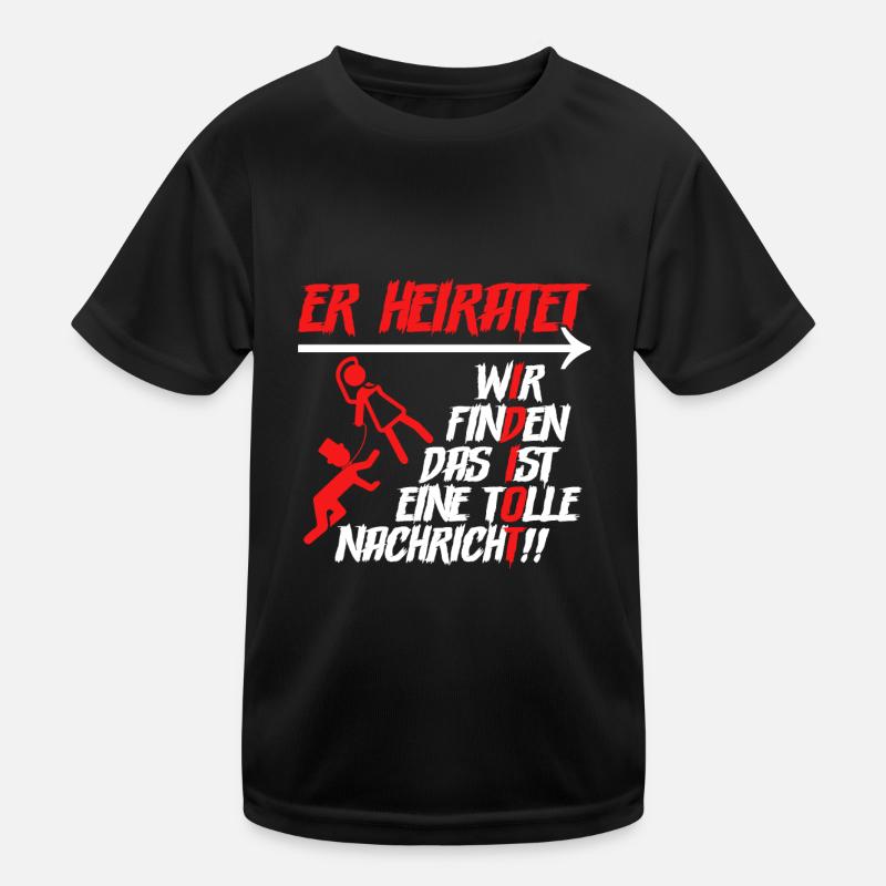 Er heiratet Idiot Junggesellenabschied Männer - Kinder Funktions-T-Shirt - Schwarz