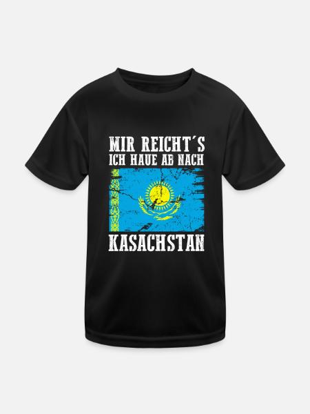 Kasachstan Kasache Kasachisches - Kinder Funktions-T-Shirt - Schwarz - Vorne