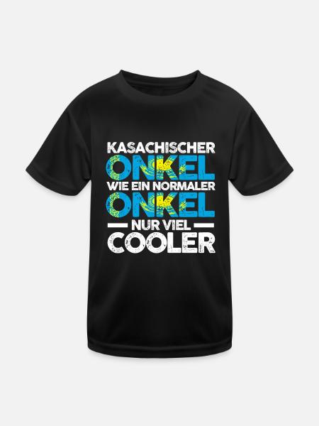 Kasache Onkel Kasachstan - Kinder Funktions-T-Shirt - Schwarz - Vorne