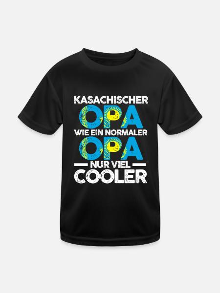 Kasachstanischer Opa Kasache Kasachstan - Kinder Funktions-T-Shirt - Schwarz - Vorne