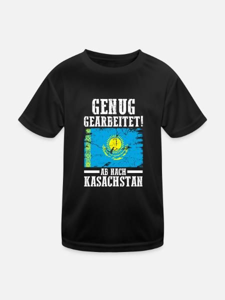 Urlaub Kasache Kasachstan - Kinder Funktions-T-Shirt - Schwarz - Vorne
