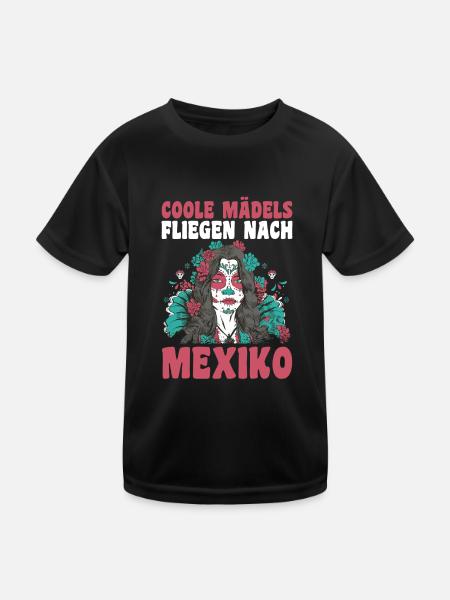 Coole Mädels fliegen nach Mexiko - Kinder Funktions-T-Shirt - Schwarz - Vorne