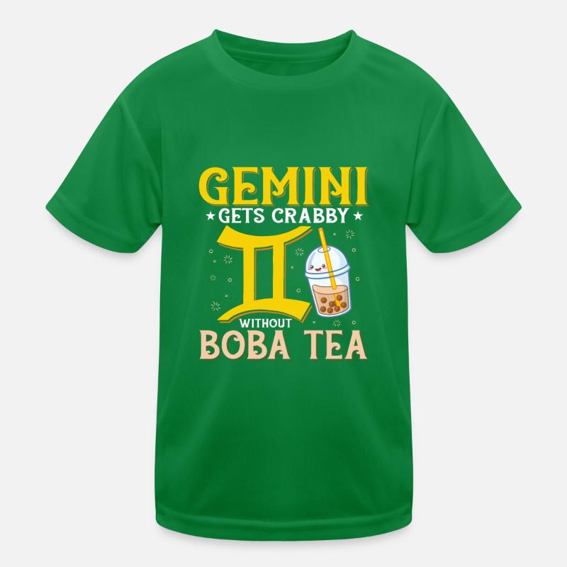 Gemini Gets Crabby Without Boba Tea Funny Bubble Kids Functional T-Shirt