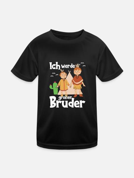 Werde großer Bruder Indianer Geschenkidee - Kinder Funktions-T-Shirt - Schwarz - Vorne