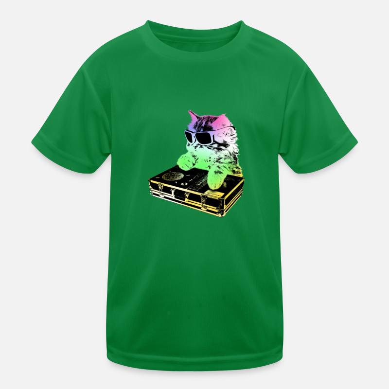 Rainbow DJ Cat - grattage T-shirt sport Enfant