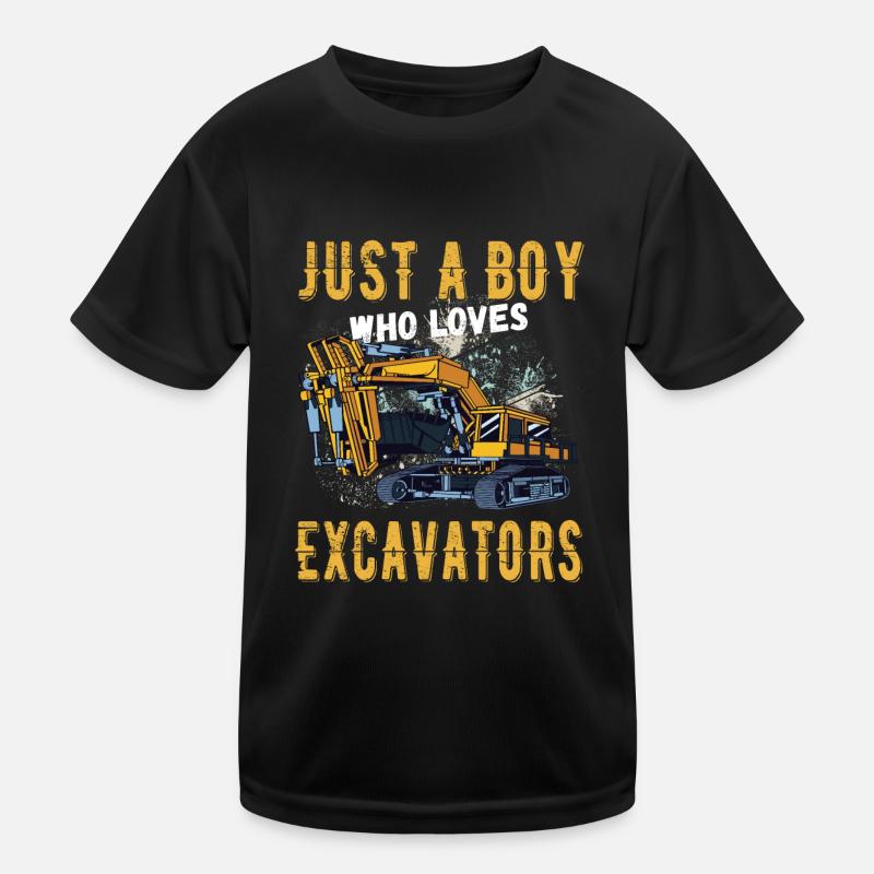 Seulement un garçon qui aime les excavatrices T-shirt sport Enfant