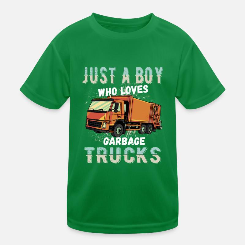 nur ein Junge, der Müllwagen liebt Kinder Funktions-T-Shirt