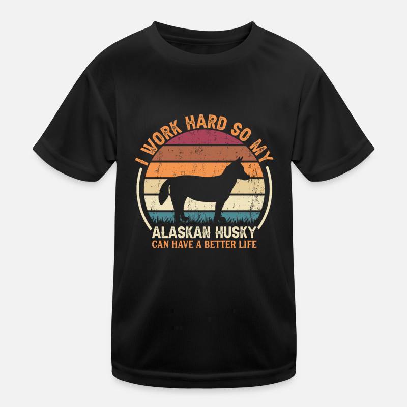 Arbeiten Hart - Retro Alaskan Husky Kinder Funktions-T-Shirt