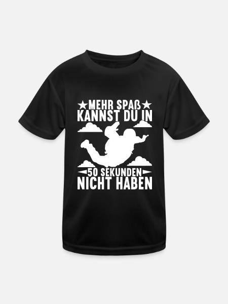 Fallschirm Fallschirmspringer Skydiving - Kinder Funktions-T-Shirt - Schwarz - Vorne