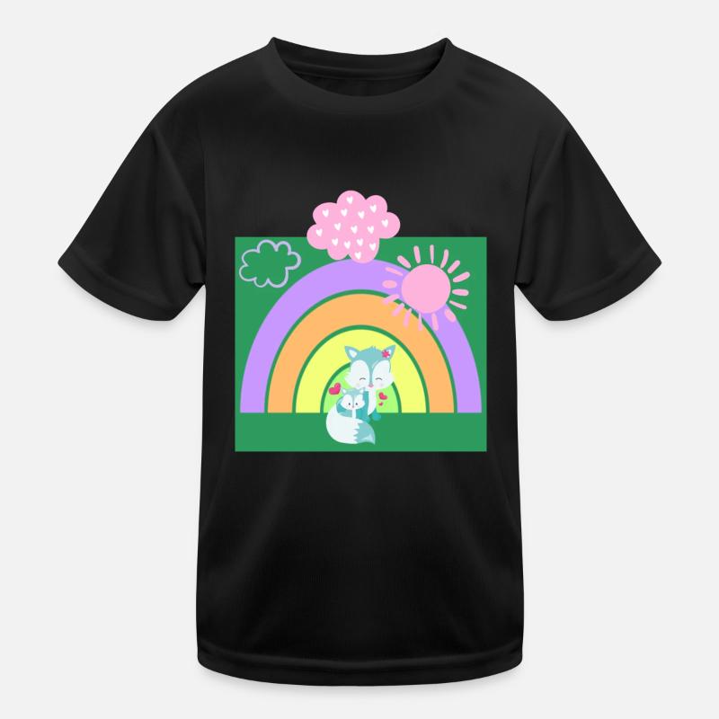 Baby & Mama Wolf with Rainbow Kids Functional T-Shirt