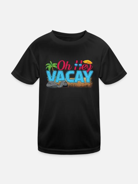 Hey Vacation 2022 Tropical Hello Summer - Kinder Funktions-T-Shirt - Schwarz - Vorne