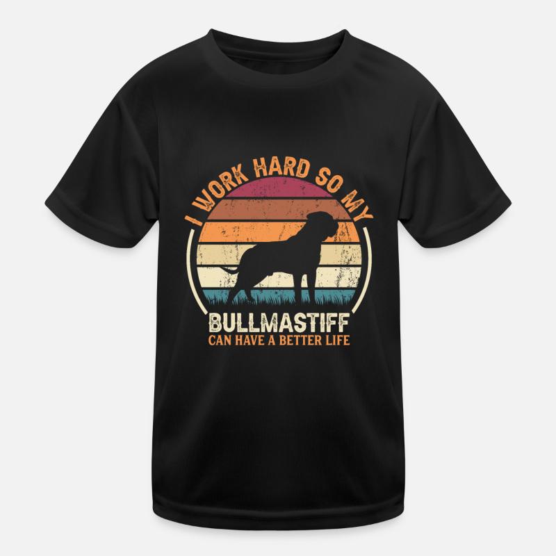 Work Hard - Retro Bullmastiff Kids Functional T-Shirt