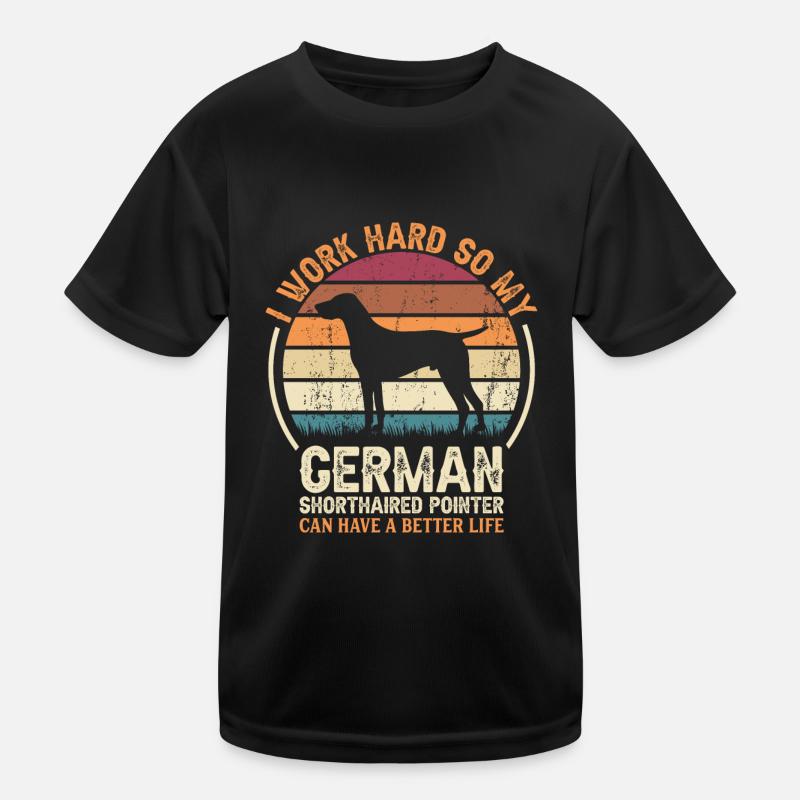 Hart Arbeiten - Retro Deutscher Zeiger Kinder Funktions-T-Shirt