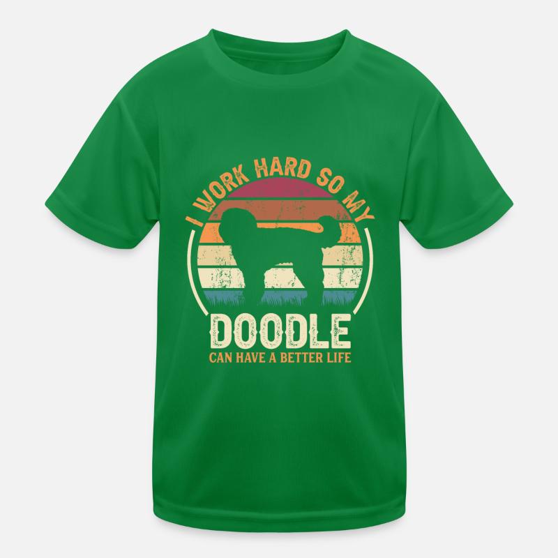 Hart Arbeiten - Retro Doodle Kinder Funktions-T-Shirt
