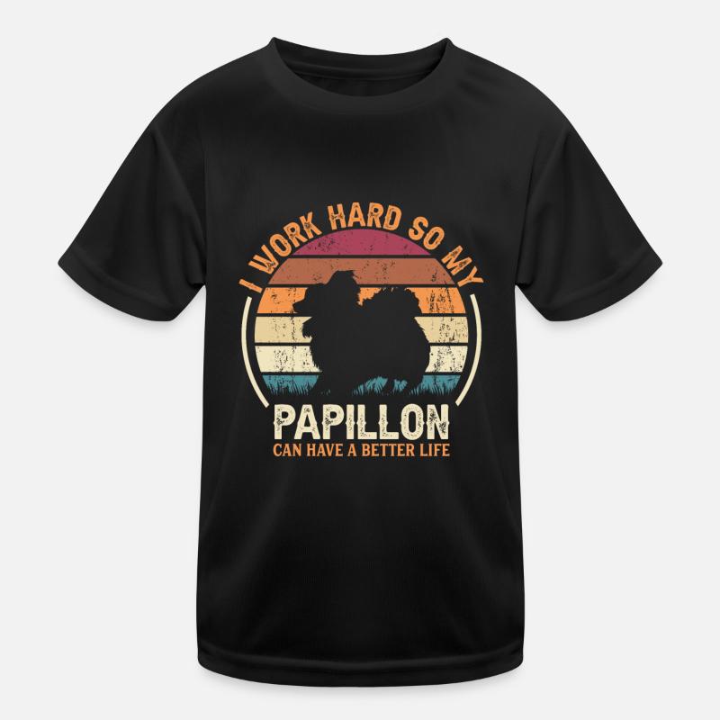 Arbeiten Hart - Retro Papillon Kinder Funktions-T-Shirt