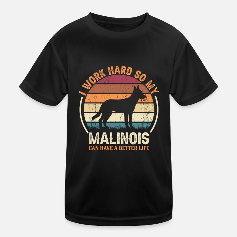 Work Hard - Retro Malinois Kids Functional T-Shirt