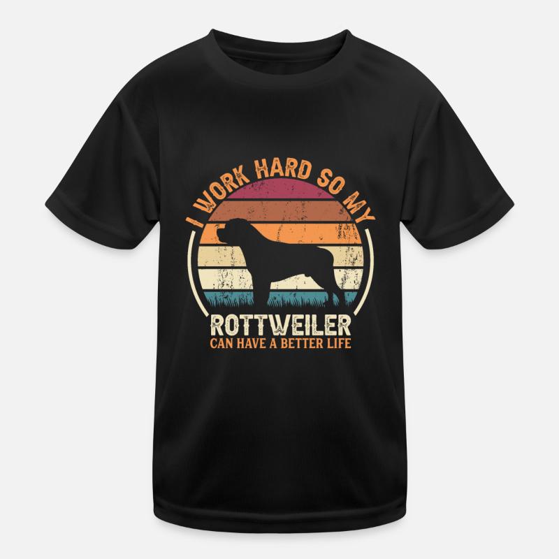 Hard Work - Retro Rottweiler Kids Functional T-Shirt