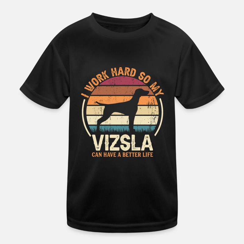 Work Hard - Retro Vizsla Kids Functional T-Shirt