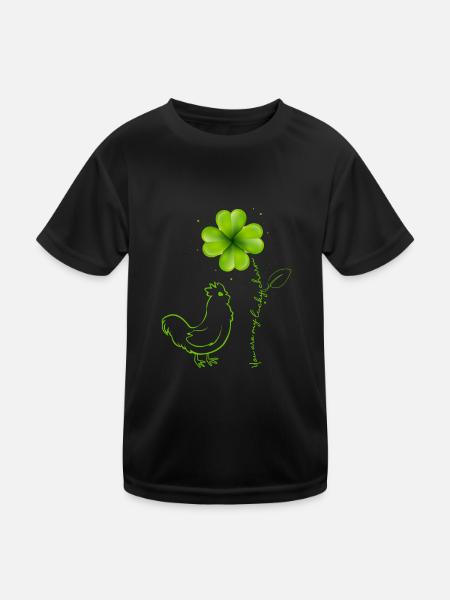 Du bist mein Glücksbringer Huhn Kleeblatt - Kinder Funktions-T-Shirt - Schwarz - Vorne