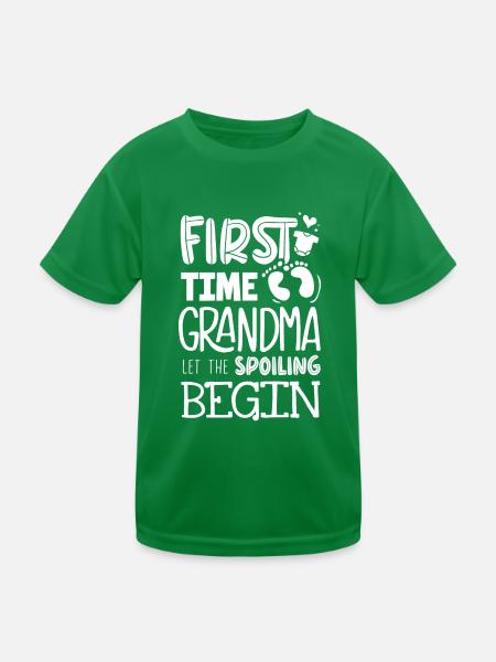 Erstmals Oma - Kinder Funktions-T-Shirt - Kelly Green - Vorne