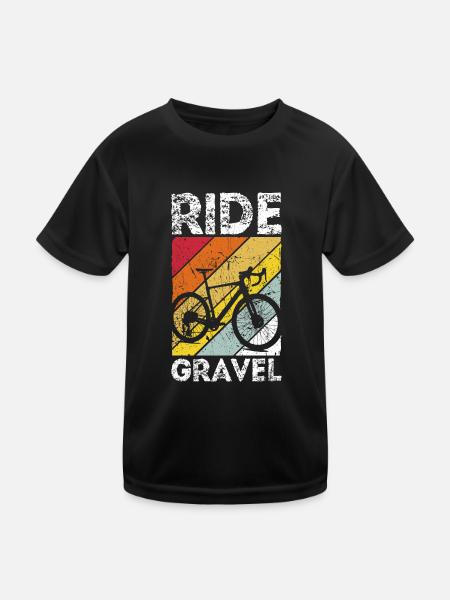 Ride - Gravel Bike Fahrrad Cyclocross Gravelbiker - Kinder Funktions-T-Shirt - Schwarz - Vorne