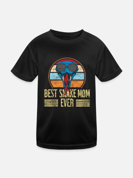 Snake Serpent Mom Mother Retro - Kinder Funktions-T-Shirt - Schwarz - Vorne