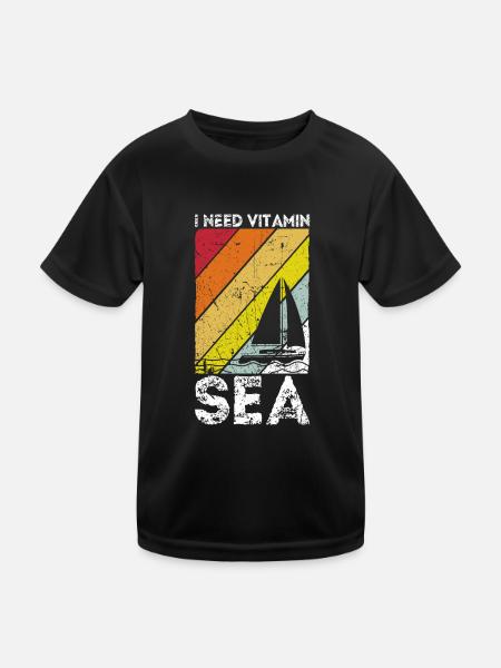 I Need Vitamin Sea Segeln Geschenk Segler Sprüche - Kinder Funktions-T-Shirt - Schwarz - Vorne