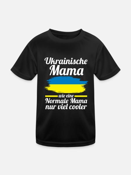 Ukrainerin Ukrainische Mama Ukraine Mutter - Kinder Funktions-T-Shirt - Schwarz - Vorne