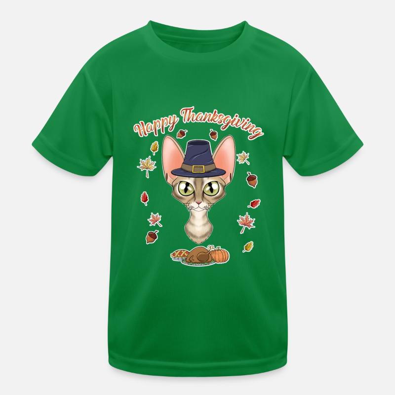 Devon Rex Cat Lover I Happy Thanksgiving Kinder Funktions-T-Shirt