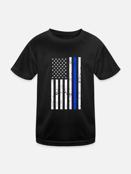Patriotic American Flag Police Support - Kinder Funktions-T-Shirt - Schwarz - Vorne