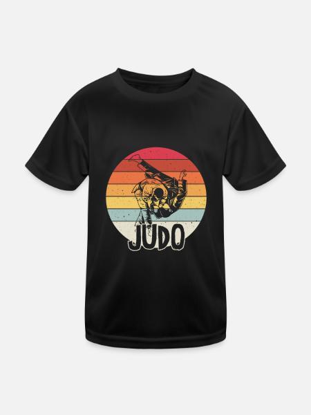 Vintage Judo Retro Judoka - Kinder Funktions-T-Shirt - Schwarz - Vorne
