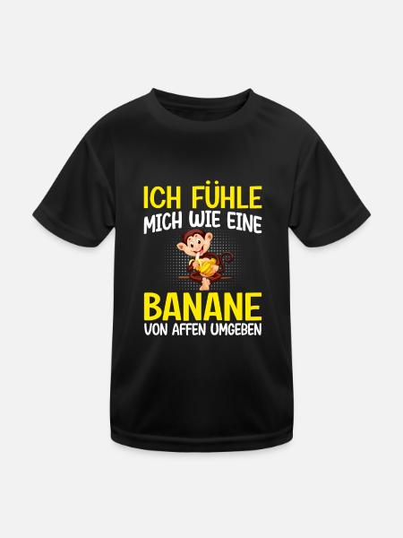 Geschenk Affe Banane Sarkasmus - Kinder Funktions-T-Shirt - Schwarz - Vorne