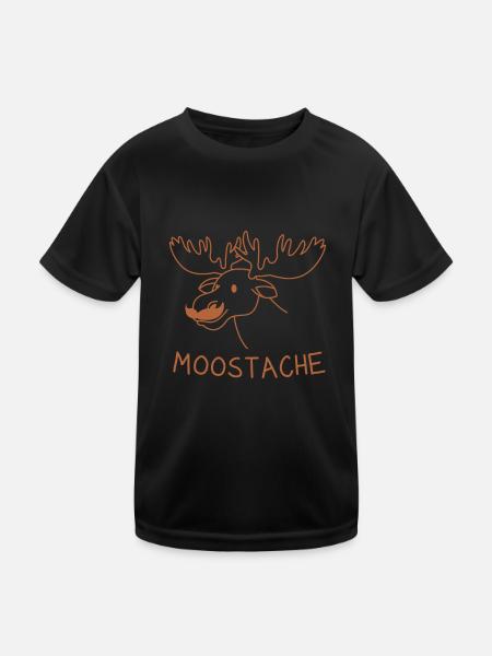 Sarcastic Ironic Moosetache - Funny Moose Lover - Kinder Funktions-T-Shirt - Schwarz - Vorne