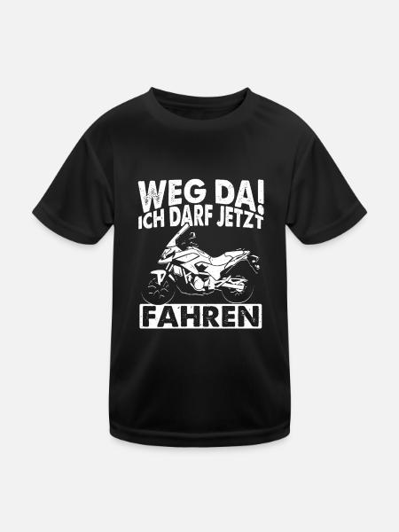 Motorrad Biker Motorbike Motorrad Führerschein - Kinder Funktions-T-Shirt - Schwarz - Vorne