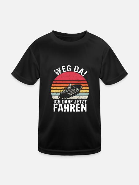 Motorboot Boot Fahren Sportboot Führerschein - Kinder Funktions-T-Shirt - Schwarz - Vorne