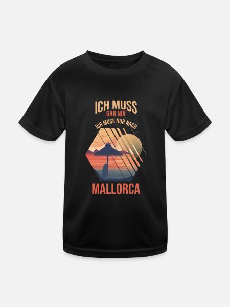 Ich muss gar nix ich muss nur nach Mallorca - Kinder Funktions-T-Shirt - Schwarz - Vorne