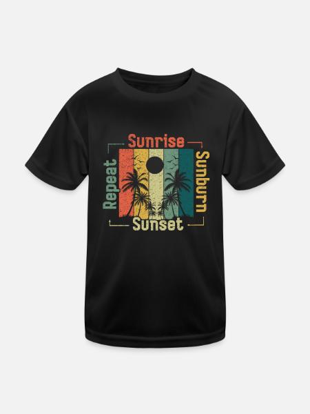 Retro Vintage Beach 2022 Tropical Hello Summer - Kinder Funktions-T-Shirt - Schwarz - Vorne