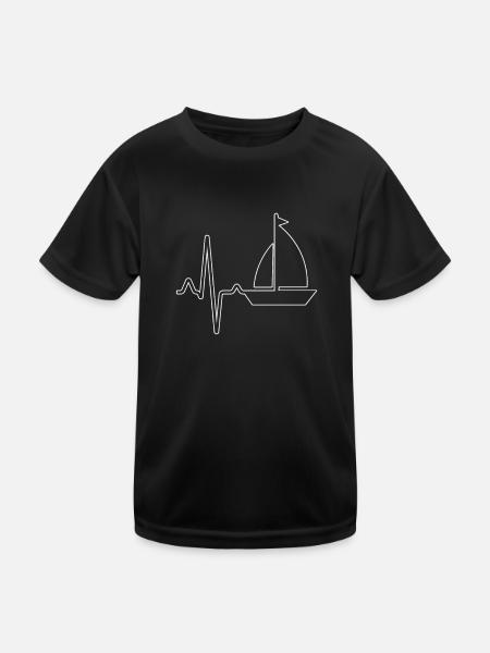 Segeln Herzschlag - Kinder Funktions-T-Shirt - Schwarz - Vorne