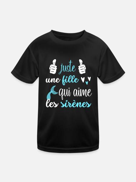 juste une fille qui aimes les sirènes - T-shirt sport Enfant - noir - Devant