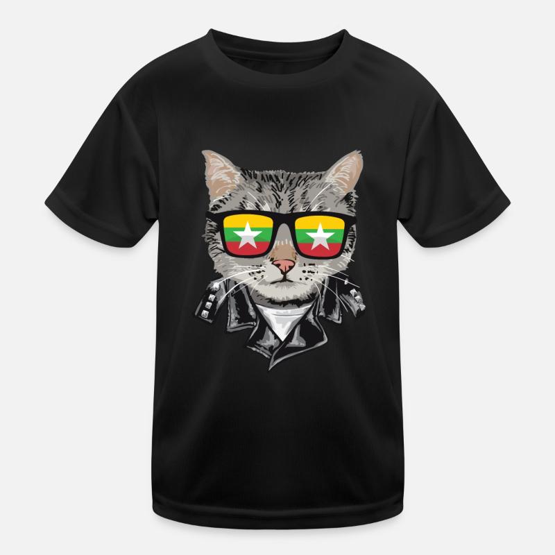 Lunettes de soleil pour chat avec drapeau du Myanmar T-shirt sport Enfant