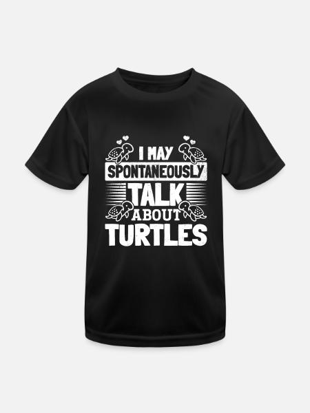 Cute sea turtle - I may spontaneously about - Kids Functional T-Shirt - black - Front