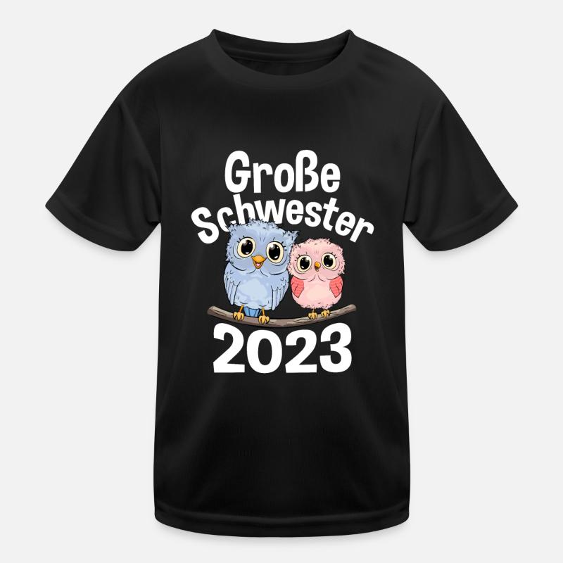Mädchen Kinder Große Schwester 2023 Eulen Eule Kinder Funktions-T-Shirt