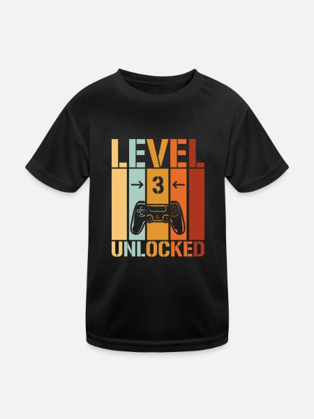 3. Geburtstag Level 3 unlocked - Kinder Funktions-T-Shirt - Schwarz - Vorne