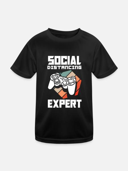 Social Distancing Expert Video Game Player Gaming - Kinder Funktions-T-Shirt - Schwarz - Vorne