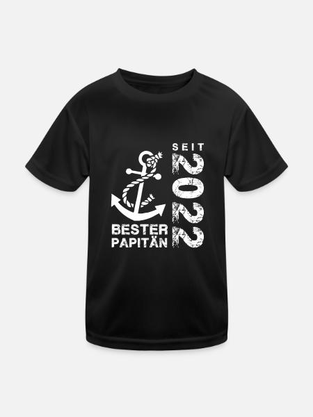 Papitän seit 2022 - Kinder Funktions-T-Shirt - Schwarz - Vorne