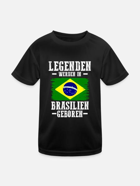 Brasilien Brasilianer Brasilianisches - Kinder Funktions-T-Shirt - Schwarz - Vorne