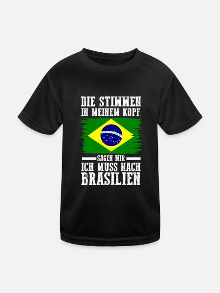 Brasilien Brasilianer Brasilianisches - Kinder Funktions-T-Shirt - Schwarz - Vorne