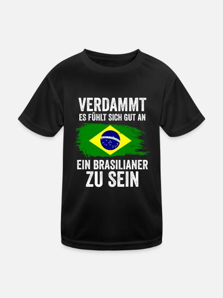 Brasilien Brasilianer Brasilianisches - Kinder Funktions-T-Shirt - Schwarz - Vorne